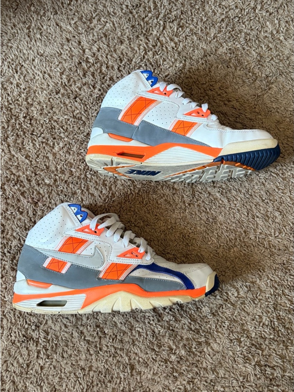 Nike womens White and Orange High-Top Sneakers